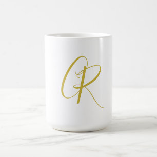 Kalligrafi Guld Färg Monogram Modern Minimalistisk Kaffemugg