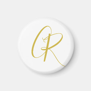 Kalligrafi Guld Färg Monogram Modern Minimalistisk Magnet