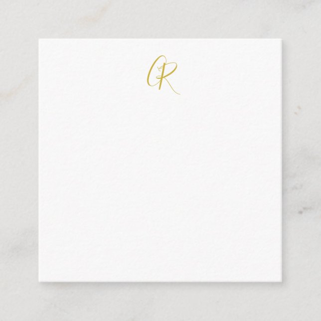 Kalligrafi Guld Färg Monogram Modern Minimalistisk Tilläggskort (Framsida)