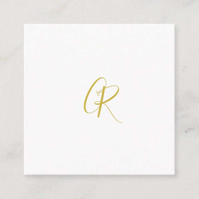 Kalligrafi Guld Färg Monogram Modern Minimalistisk Tilläggskort (Framsida)