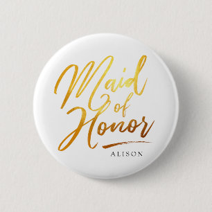 Kalligrafi Guld Maid of honor elegant Knapp