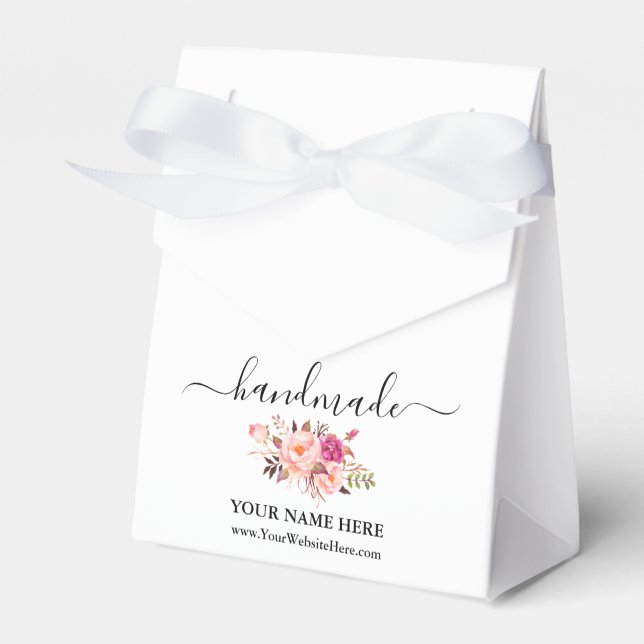 Kalligrafi Handmade Watercolor Rosa Blommigt Bow Presentaskar (Framsidan Sidan)