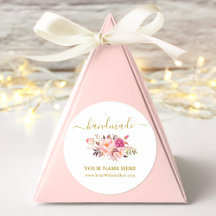 Kalligrafi Handmade Watercolor Rosa Blommigt Guld