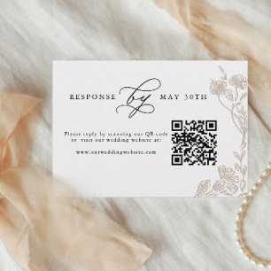 Kalligrafi Handritad Blommig Bröllops QR-kod Rsvp OSA Kort
