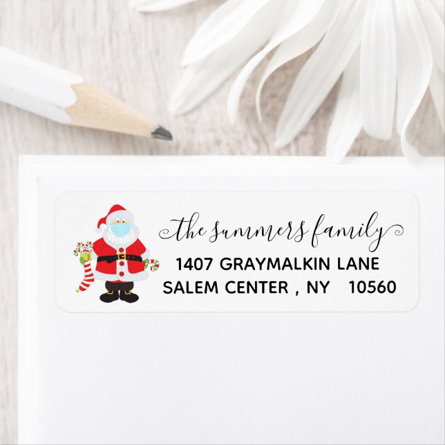Kalligrafi Handskriven 2020 Julen Tomte Covid Returadress Etikett (Insitu)