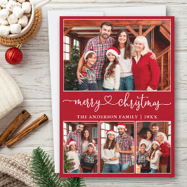 Kalligrafi Heart 4 Photo God jul Red Julkort