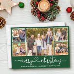 Kalligrafi Heart 5 Photo God jul Grönt Julkort<br><div class="desc">Modern Calligraphy Heart Script 5 Photo Family Photo Collage God jul Card - Grönt</div>