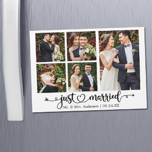 Kalligrafi Heart 5 Photo Ny gifta Magnet Card