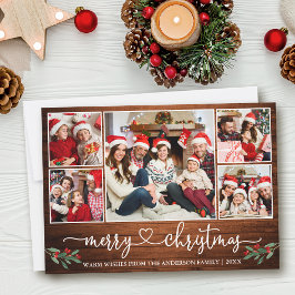 Kalligrafi Heart 5 Photo Wood jul Holly Julkort