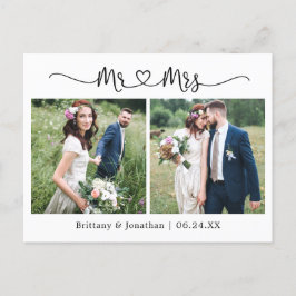 Kalligrafi Heart Bröllop 2 Photo Tack Vykort