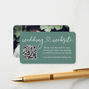Kalligrafi Heart Eucalyptus Grönt Bröllop Webben Q Tilläggskort