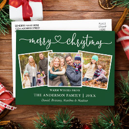 Kalligrafi Heart jul 3 Photo Grönt Vykort