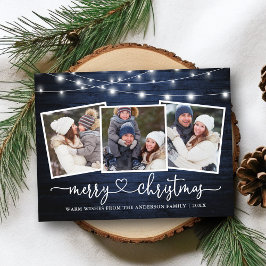 Kalligrafi Heart jul Blue Wood Ljus Vykort