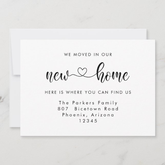 Kalligrafi Heart New Home Flytta Announgation (Framsida)