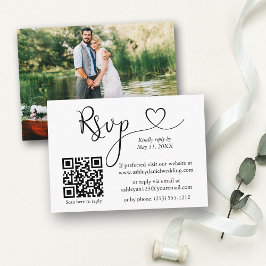 Kalligrafi Heart Photo QR Bröllop OSA Tilläggskort