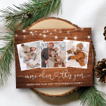 Kalligrafi Heart Wood Ljus mer Chef 3 Photo Vykort<br><div class="desc">Modern Calligraphy Heart Script Family 3 Photo More Cheer this Year Helgdag Postcard - Rustic Land Wood Gott nytt år 2025</div>