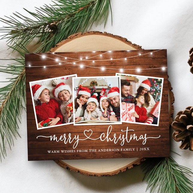 Kalligrafi Hjärt Jul Trä Ljus Högtid Vykort (Customize to change your personalized text size or text style.)