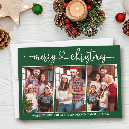 Kalligrafi Hjarta 3 Foto Grön God Jul Julkort