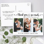 Kalligrafi Hjärtat 3 Foto Bröllop Tack Vykort<br><div class="desc">Modern Minimalistisk Enkel Kalligrafi Skript Hjärtat Tack Så Mycket Bröllop Brud och Brudgum 3 Foto Tack Kort</div>