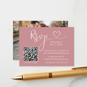 Kalligrafi Hjärtfoto Bröllop Dammros QR RSVP Tilläggskort