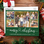 Kalligrafi Hjärtjul 5 Fotopatens Helgdag Grönt Vykort<br><div class="desc">Modern Calligraphy Heart Script God jul 5 Photo Helgdag Postcard - Grönt</div>