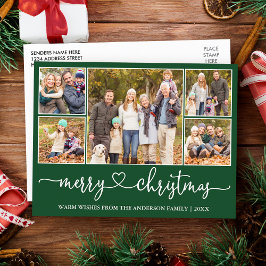 Kalligrafi Hjärtjul 5 Fotopatens Helgdag Grönt Vykort