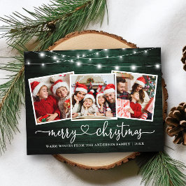 Kalligrafi Hjärtjulens Grönt Wood Ljus Vykort