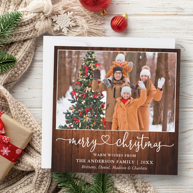 Kalligrafi Hjärtskript Julträ Square Julkort (Customize to add text to back of card.)