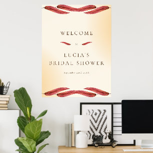 Kalligrafi Höstblad Bröllopsdusch Välkommen Poster