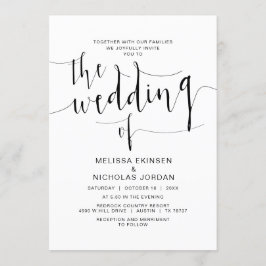 Kalligrafi i bröllop, enkel svart, med familjer inbjudningar