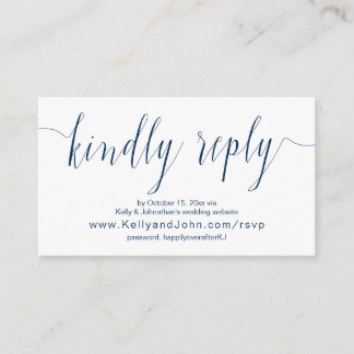 Kalligrafi i bröllop, marinblått, Online OSA Tilläggskort