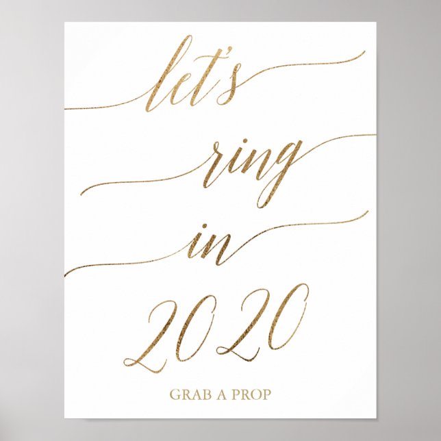 Kalligrafi i elegant Guld Låt oss Ring 2020 Poster (Framsidan)