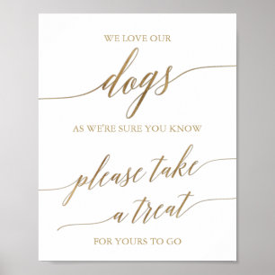 Kalligrafi i elegant Guld Vi Kärlekar våra Hundar- Poster
