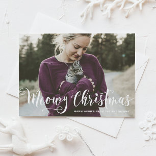 Kalligrafi i Meowy-julet Modern fotokatt Helg Vykort