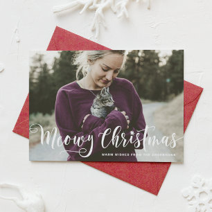 Kalligrafi i Meowy-julet Modern fotokatt Julkort