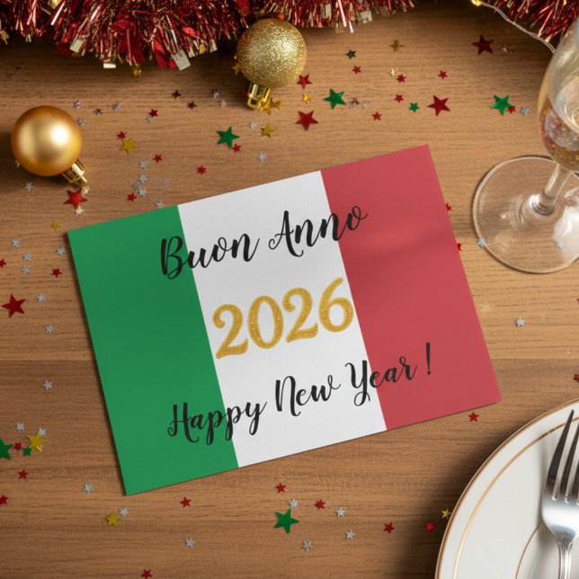 Kalligrafi Italienska Flagga 2026 Julkort (Skapare uppladdad)