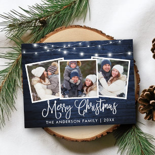 Kalligrafi jul Blue Wood Ljus 3 Photo Vykort