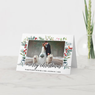 Kalligrafi jul Greenery Bröllop Photo Fold Helgkort