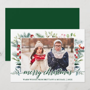 Kalligrafi jul Greenery Grönt par Foto Julkort
