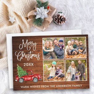 Kalligrafi Jul Vintage Lastbil 4 Photo Wood Julkort