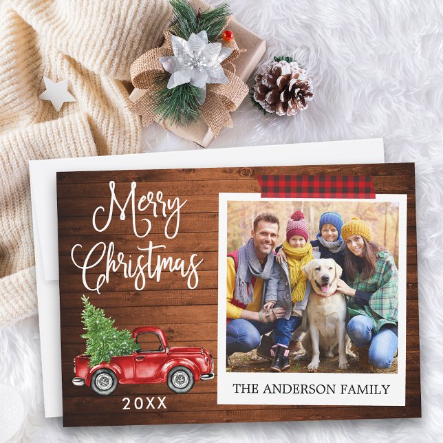 Kalligrafi Juli Lastbil Wood Play Craft Tape Julkort (Customize to add text to back of card.)