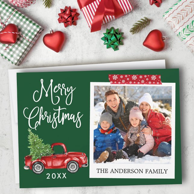 Kalligrafi - julklapp Vintage Lastbil Julkort (Customize to add text to back of card.)