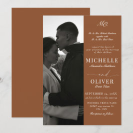 Kalligrafi Klassisk Foto Elegant Bröllop Inbjudningar