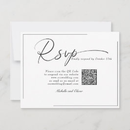 Kalligrafi Klassisk Modern Bröllop QR-kod RSVP OSA Kort