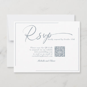 Kalligrafi Klassisk Modern Bröllop QR-kod RSVP OSA Kort