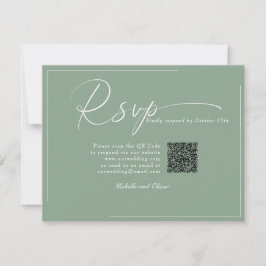 Kalligrafi Klassisk Modern Bröllop QR-kod RSVP OSA Kort