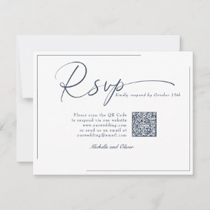 Kalligrafi Klassisk Modern Bröllops QR-kod RSVP OSA Kort
