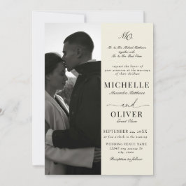 Kalligrafi Klassiskt Foto  Elegant Bröllop Inbjudningar