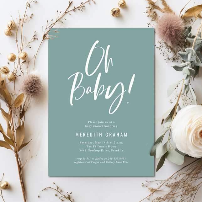 Kalligrafi Kön Neutral babystötare Inbjudningar (Skapare uppladdad)