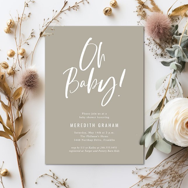 Kalligrafi Kön Neutral babystötare Inbjudningar (Skapare uppladdad)